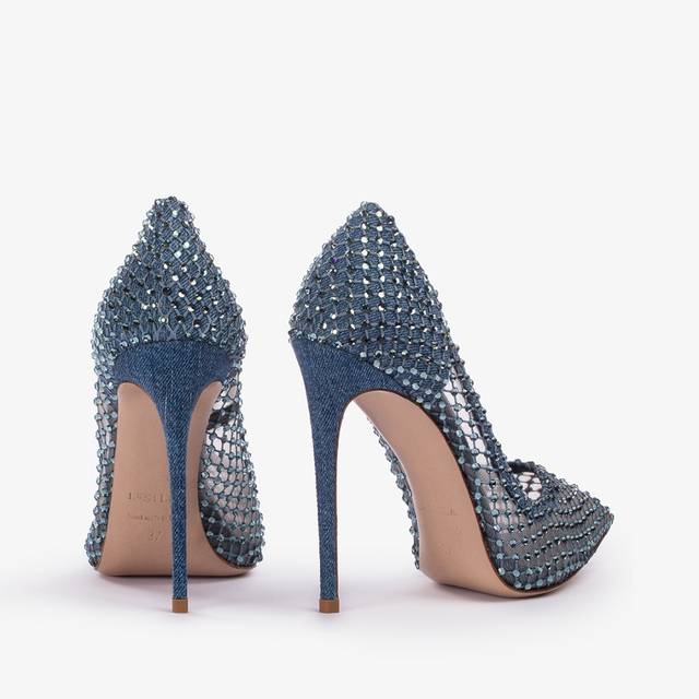 Le Silla Décolleté gioiello rete denim blu Affare Del Giorno