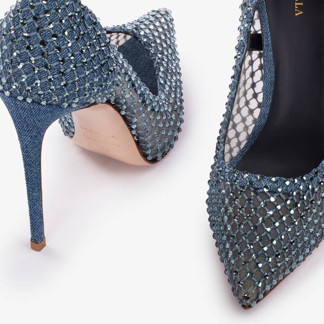 Le Silla Décolleté gioiello rete denim blu Affare Del Giorno