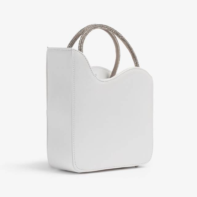 Le Silla Small bag pelle bianca carta e Cristalli Presa