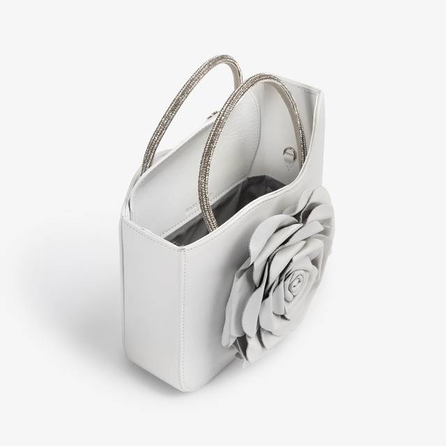 Le Silla Small bag pelle bianca carta e Cristalli Presa