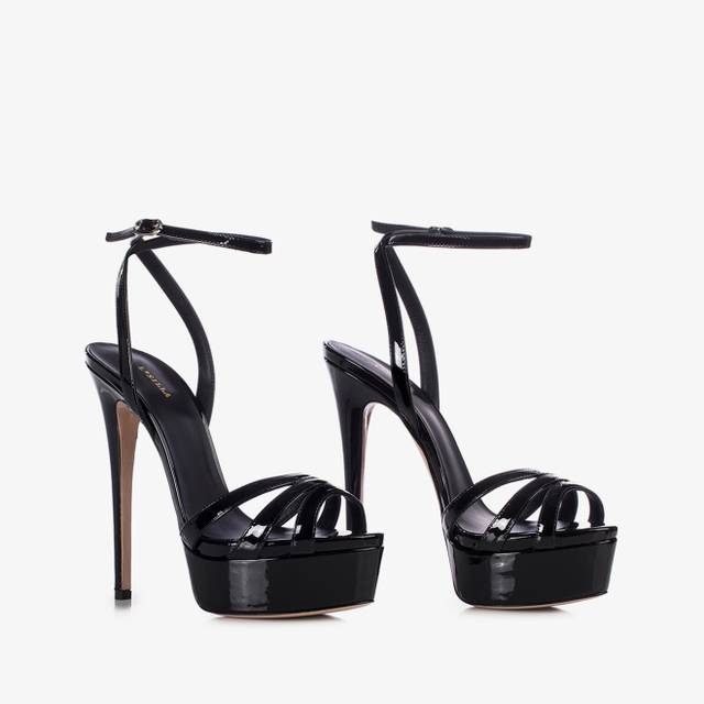 Le Silla Sandalo vernice nero Vendita Calda