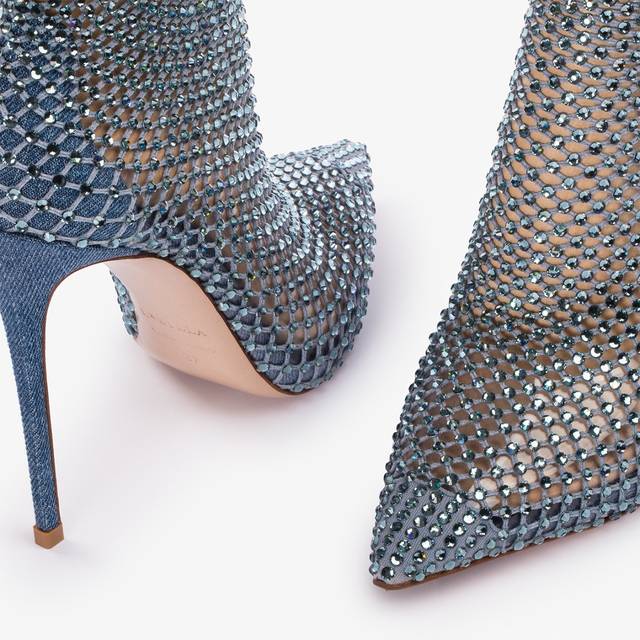 Le Silla Stivaletto calza blu denim e Cristalli Negozi Online