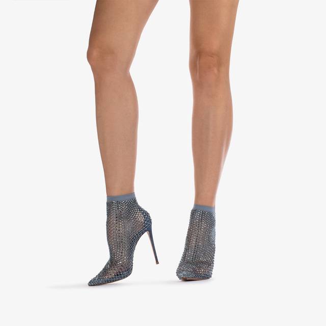 Le Silla Stivaletto calza blu denim e Cristalli Negozi Online