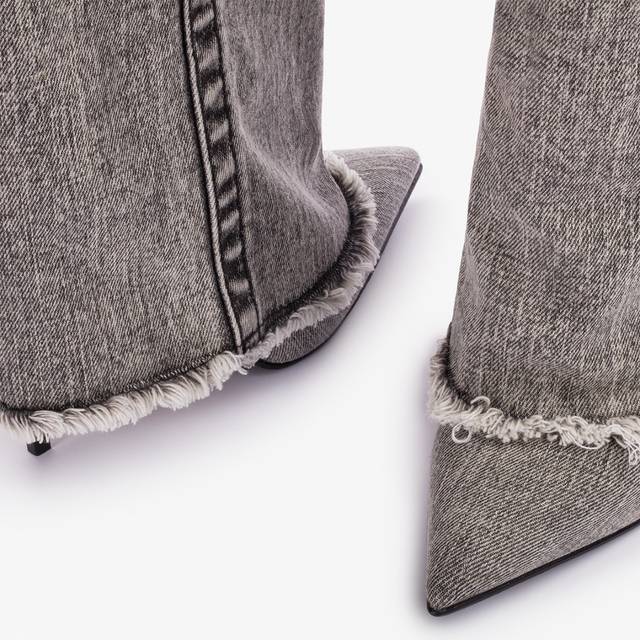Le Silla Stivale al ginocchio con risvolto denim nero Sconto