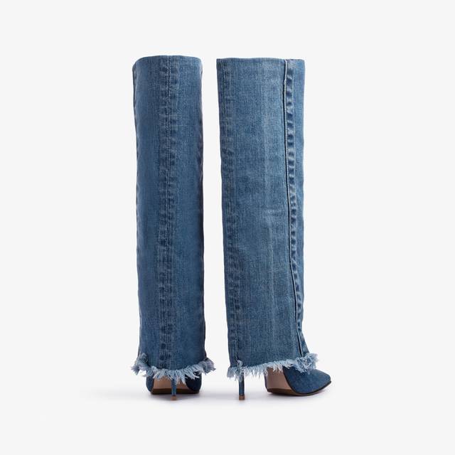 Le Silla Stivale con risvolto denim blu Offerta