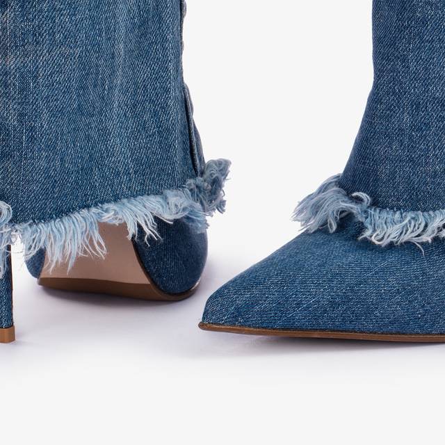 Le Silla Stivale con risvolto denim blu Offerta