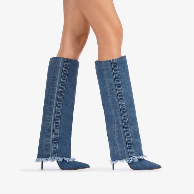 Le Silla Stivale con risvolto denim blu Offerta