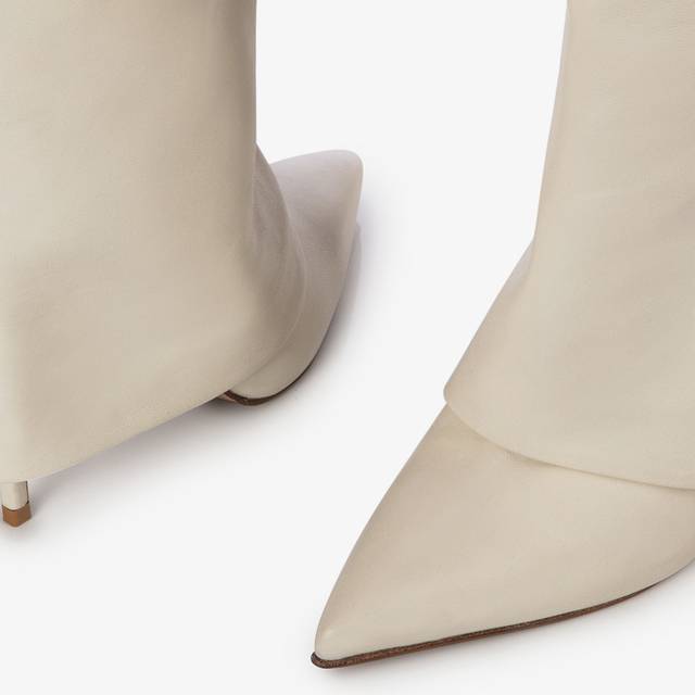 Le Silla Stivale con risvolto nappa bianco Economico