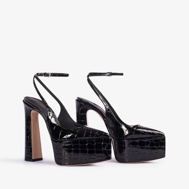 Le Silla Slingback con plateau stampa cocco nera In Vendita