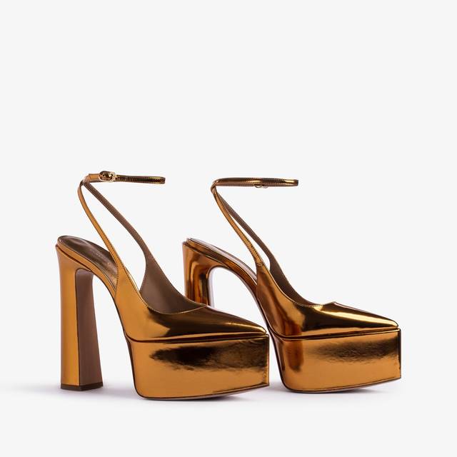 Le Silla Slingback con plateau metallizzata arancione marigold Saldi