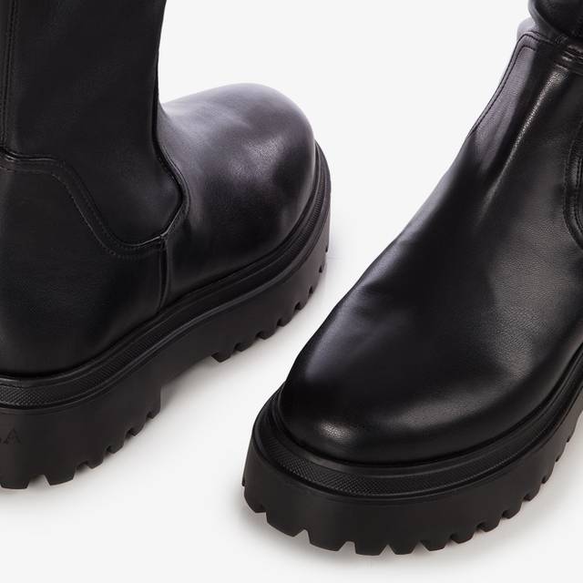 Le Silla Stivale sopra il ginocchio pelle vegan stretch nero Saldi Di Fabbrica