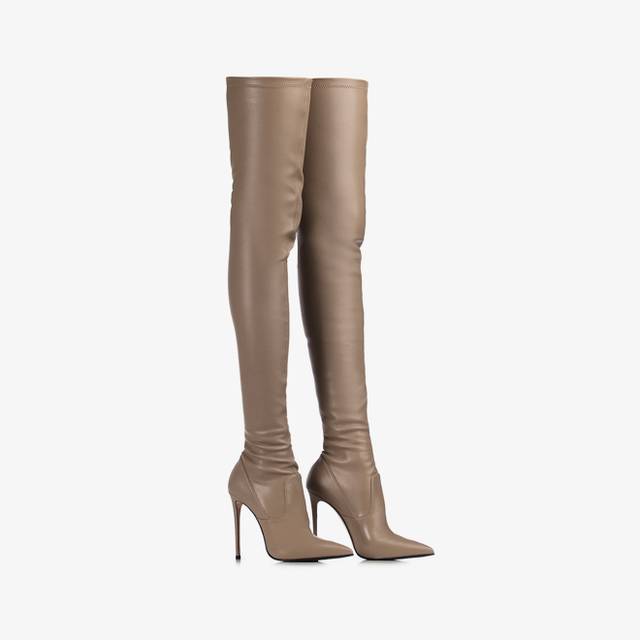 Le Silla Stivale sopra il ginocchio pelle vegan stretch grigio urban Vendite Flash