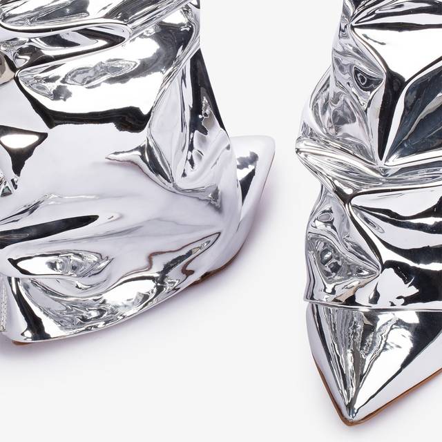 Le Silla Stivale al ginocchio d'ispirazione Western con risvolto metallizzato argento In Saldo
