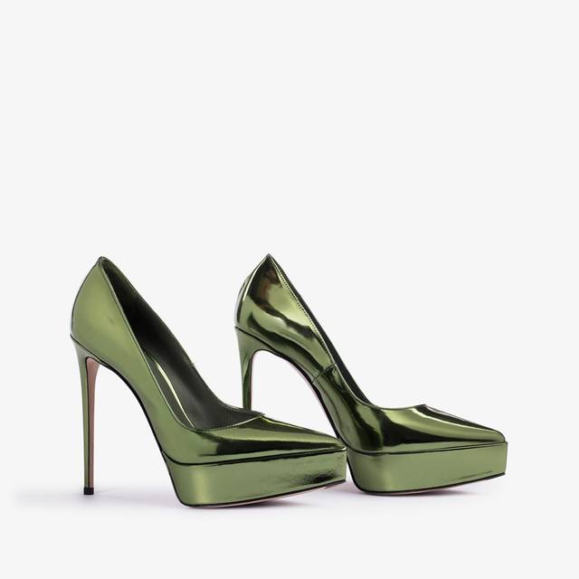 Le Silla Décolleté con plateau metallizzata verde pirite Moda