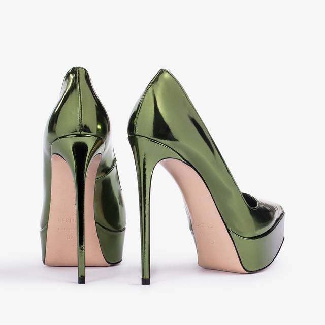 Le Silla Décolleté con plateau metallizzata verde pirite Moda