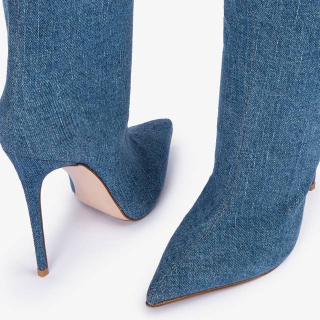 Le Silla Stivale sopra al ginocchio denim oversize blu Italia