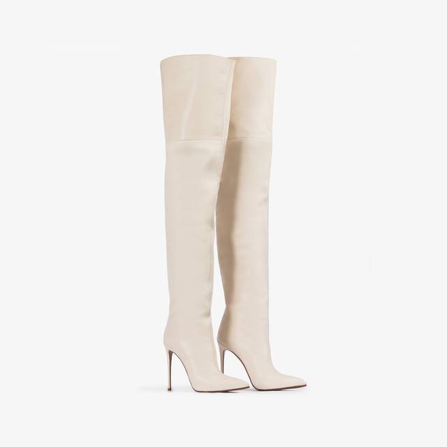 Le Silla Stivale sopra al ginocchio oversize nappa bianco milk In Linea
