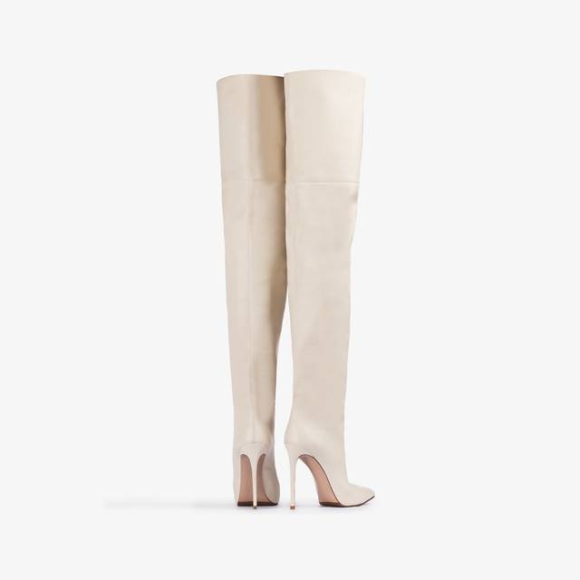 Le Silla Stivale sopra al ginocchio oversize nappa bianco milk In Linea