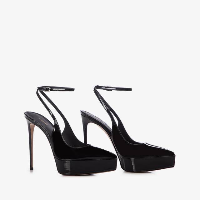 Le Silla Slingback con plateau vernice nera Acquista Ora