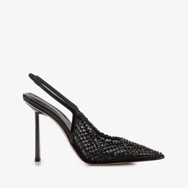 Le Silla Slingback gioiello rete nero jet Shopping Online
