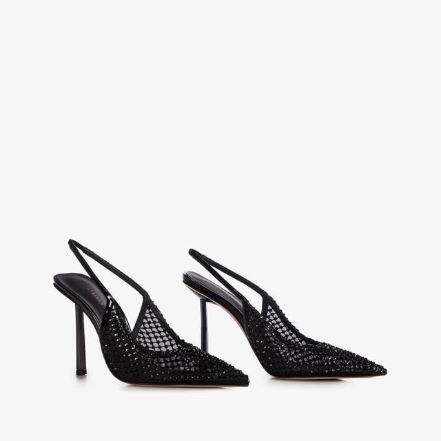 Le Silla Slingback gioiello rete nero jet Shopping Online