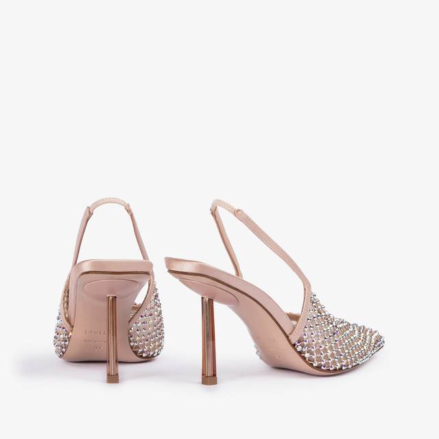 Le Silla Slingback gioiello rete nude skin Prezzo Ridotto