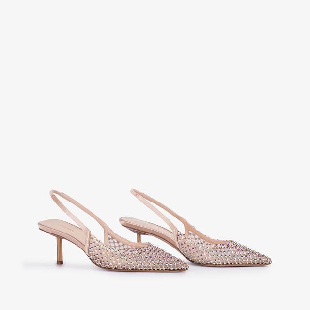 Le Silla Slingback gioiello rete nude skin Sottocosto
