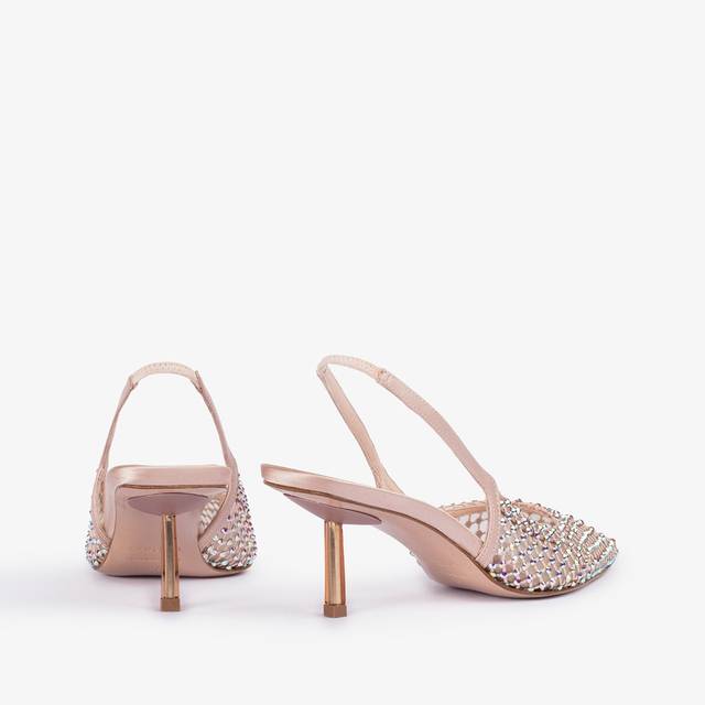 Le Silla Slingback gioiello rete nude skin Sottocosto