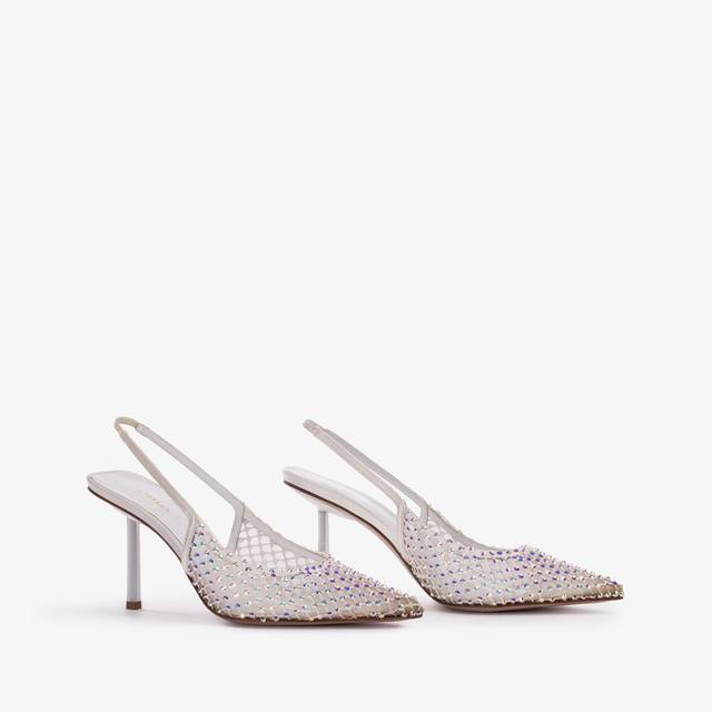 Le Silla Slingback gioiello rete bianca carta e Cristalli Convenienza