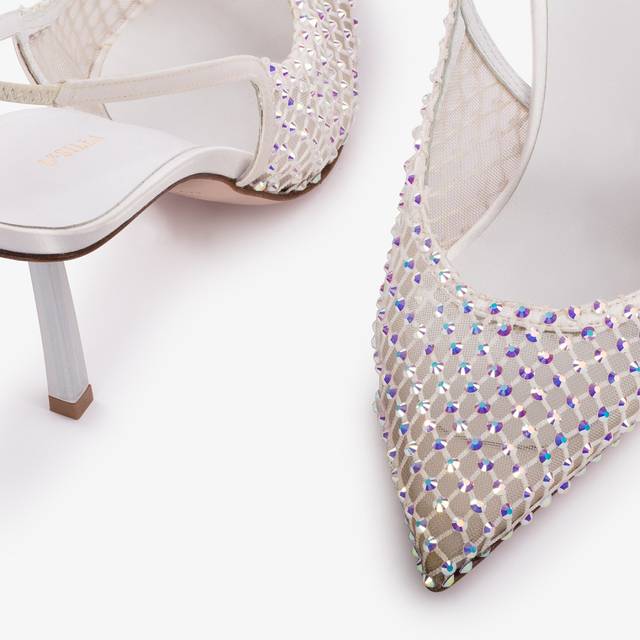 Le Silla Slingback gioiello rete bianca carta e Cristalli Convenienza