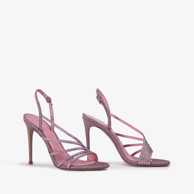 Le Silla Sandalo tessuto glitter rosa dea e Cristalli Saldi