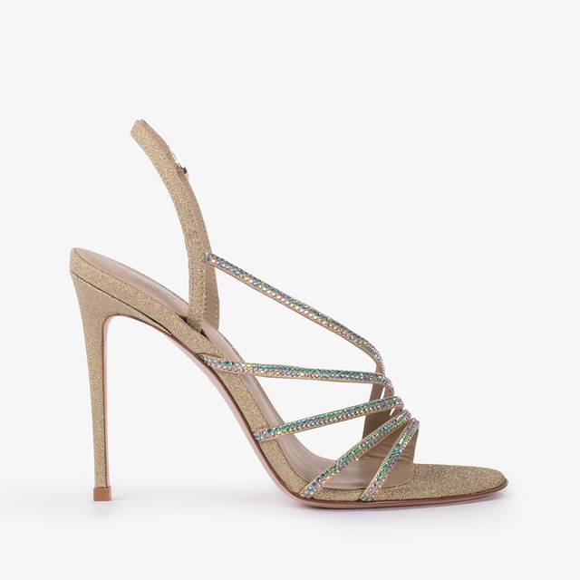 Le Silla Sandalo tessuto glitter oro e Cristalli iridescenti Offerte