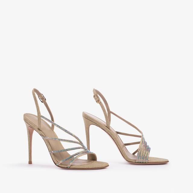 Le Silla Sandalo tessuto glitter oro e Cristalli iridescenti Offerte