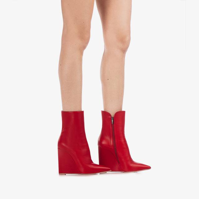 Le Silla Stivaletto con zeppa nappa rosso Negozio