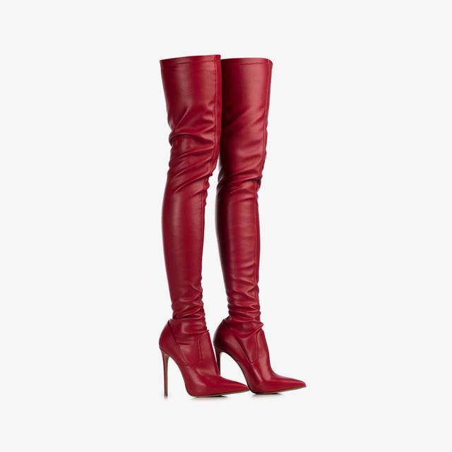 Le Silla Stivale sopra il ginocchio pelle vegan stretch rosso In Saldo