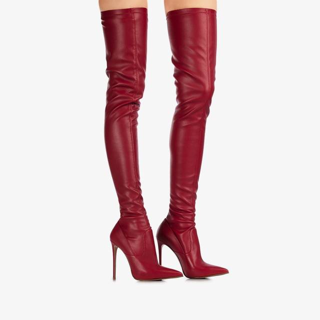 Le Silla Stivale sopra il ginocchio pelle vegan stretch rosso In Saldo