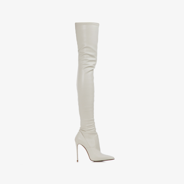 Le Silla Stivale sopra il ginocchio pelle vegan stretch bianco milk Moda