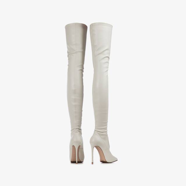 Le Silla Stivale sopra il ginocchio pelle vegan stretch bianco milk Moda