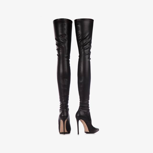 Le Silla Stivale sopra il ginocchio pelle vegan stretch nero Cyber Monday
