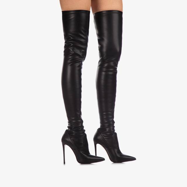 Le Silla Stivale sopra il ginocchio pelle vegan stretch nero Cyber Monday