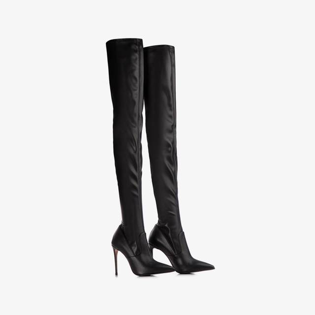 Le Silla Stivale sopra il ginocchio pelle vegan stretch nera Offerta natalizia