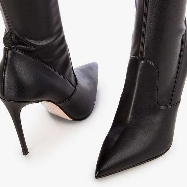 Le Silla Stivale sopra il ginocchio pelle vegan stretch nera Offerta natalizia