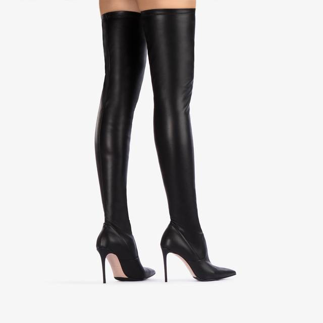 Le Silla Stivale sopra il ginocchio pelle vegan stretch nera Offerta natalizia