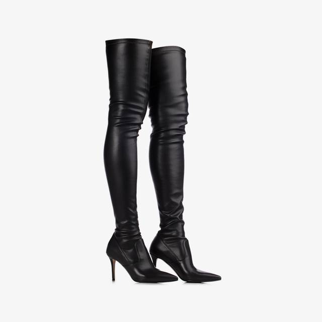 Le Silla Stivale sopra il ginocchio pelle vegan stretch nero Offerta Pasqua