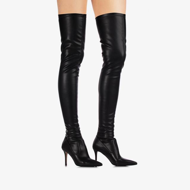 Le Silla Stivale sopra il ginocchio pelle vegan stretch nero Offerta Pasqua