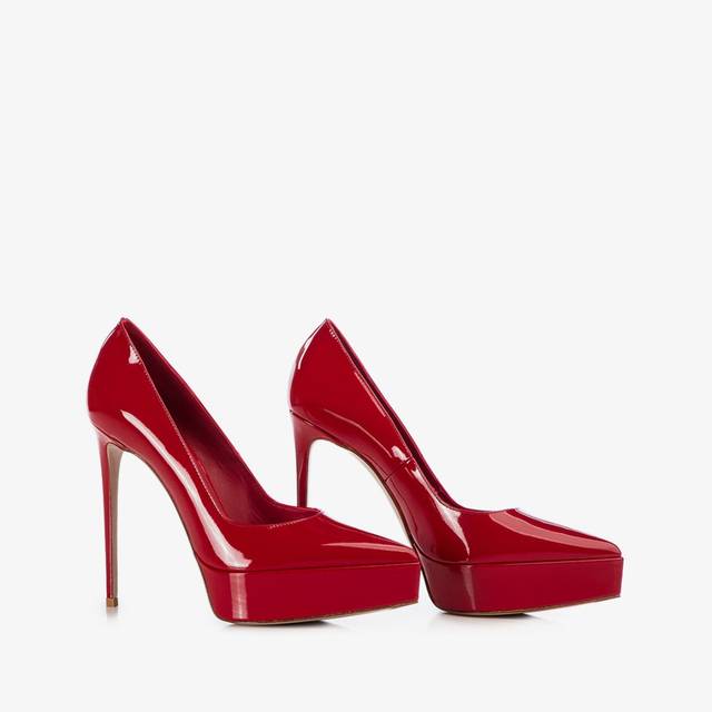 Le Silla Décolleté con plateau vernice rossa Vendita calda