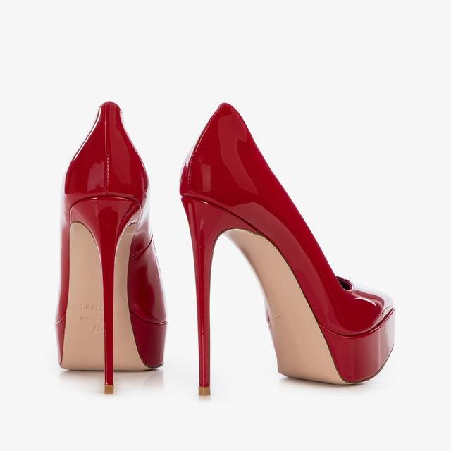 Le Silla Décolleté con plateau vernice rossa Vendita calda