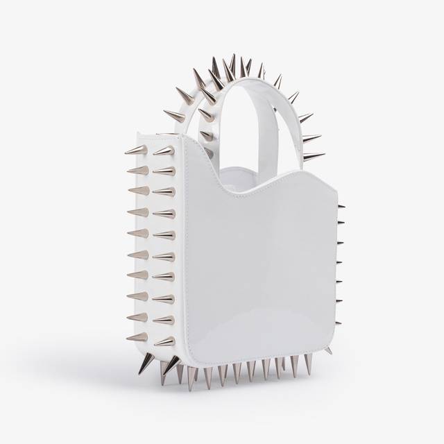 Le Silla Small bag vernice bianca con borchie argento Offerte speciali