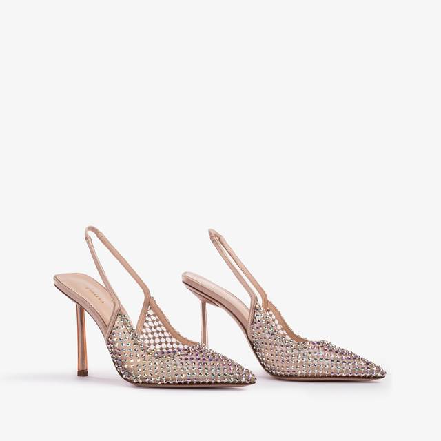 Le Silla Slingback gioiello rete nude skin Ritorno libero