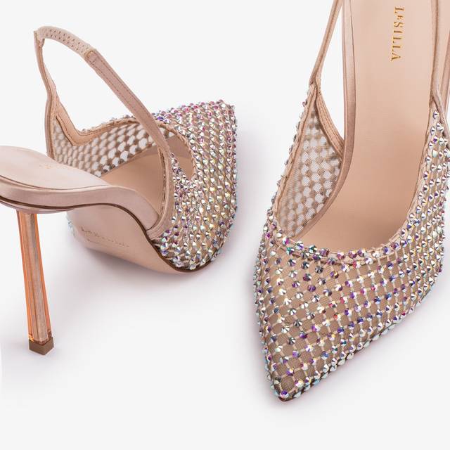 Le Silla Slingback gioiello rete nude skin Ritorno libero